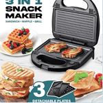 Domestic King 3 in 1 Snack Maker Waffle Grill Sandwich Non Stick Easy Clean