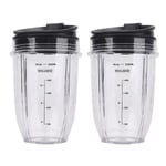 2 st 18oz Ersättningsmuggar för Ninja Blender med Lock för Ninja Auto Iq Bl480 Bl642 Bl450 Bl682 Bl480