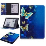 LingDan Protective Cover for Amazon Kindle eReader (8th Gen 2016) (6 Inch) PU Leather Flip Cover Butterfly Pattern with Card Slot, Built Stand Auto Wake and Sleep Function Protective Shell, 04