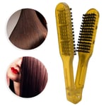 (Yellow)Hair Straightening Plywood Comb Straightener Styling Comb Hairdress SG5