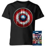 LEGO Marvel Mini Figure with Captain America Kids T-Shirt - Black - 5-6 Years