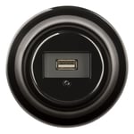 ABB Decento USB-pistorasia musta, posliini