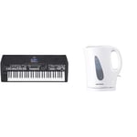 Yamaha PSR-SX600 Digital Keyboard - a Powerful Digital Workstation Keyboard & Daewoo Essentials, Plastic Kettle, White, 1.7 Litre Capacity, Fill 7 Cups