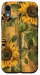 Coque pour iPhone XR Mignon jaune floral tournesol miel abeille vintage