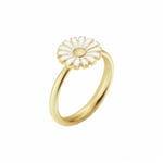 Georg Jensen DAISY Ring Silver guldpläterad WHITE ENAMEL 11 MM 52