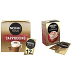 Nescafé Gold Cappuccino Sachets – 12 Cups (Pack of 1) & Gold Cappuccino Unsweetened Taste Coffee, Pack of 8