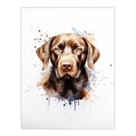 Chocolate Labrador Retriever Lovers Gift Watercolour Pet Portrait Painting Artwork Unframed Wall Art Print Poster Home Decor Premium