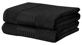 Rapport Home Windsor 2-Piece Towel Bale, 100% Cotton-Black, Combed, 140 x 90 x 1 cm