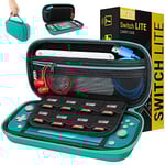 Orzly Etui pour Nintendo Switch Lite, Deluxe Housse Rigide de Rangement Zippée en Matériau Durable Anti-Choc pour la Console Nintendo Switch Lite (2019) et Ses Accessoires - Bleu Turquoise