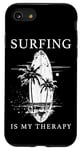iPhone SE (2020) / 7 / 8 Surfing Is My Therapy Vintage Surf Palm Trees Beach Surfer Case