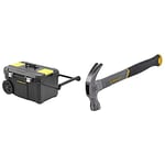 STANLEY Rolling Toolbox Chest with Heavy Duty Metal Latch, 2 Lid Organisers for Small Parts, Portable Tote Tray for Tools, STST1-80150 & STHT0-51310 20oz Fiberglass Curved Claw Hammer, 570g