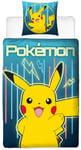 Pokemon sängkläder - 150x210 cm - Pikachu påslakan - 100% bomull - Vändbart