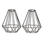 2 Pack Tarbes Black None Electrical Bird Cage Geometric Wired Pendant Shades | 170mm x 200mm | Pendant Light - Table Lamp - Wall Light | Reducing Rings Included