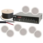 8x Ceiling Speakers 100V Line Bluetooth Amplifier Kit For House Club School Shop
