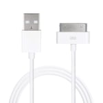 INECK® Câble de chargement Sync Data USB pour iPhone 4/4S, iPhone 3G/3GS, iPad 1/2/3, iPod et autre - 30Pin, 1m Blanc