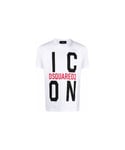 Dsquared2 Mens Cotton T-shirt with Icon Logo in White - Size Small