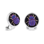 Deakin & Francis Cufflinks Sterling Silver Embroidered Light And Dark Purple Bug