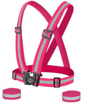 Junior reflekssele med 2 stk refleksbånd, pink