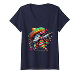 Womens Dabbing Donkey Pinata Cinco de Mayo 2024 V-Neck T-Shirt