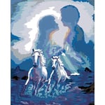 Paint by Numbers for Adults and Kids DIY Oil Painting Gift Kits with Pre Printed Canvas Art Home Decoration Sky Couple Two Horses