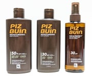 Piz Buin Moisturising Sun Lotion - Sun Oil Spray SPF30/50+ Mixed pack of 3