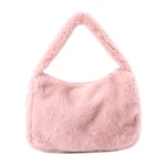 Plush Tote Bag för Kvinnor Enkel Axelväska Stor Kapacitet Casual Handväska för Daglig Shopping Rosa One Size[C]