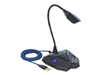 Delock Desktop USB Gaming Microphone with Gooseneck and Mute Button - Mikrofon - USB - svart, blå
