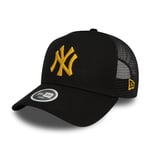 NEW ERA WOMENS TRUCKER CAP.BLACK NEW YORK YANKEES METALLIC LOGO BASEBALL HAT S24