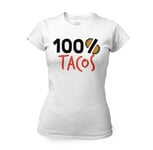 T-Shirt Femme Col Rond 100% Tacos Street Food Mexique France