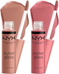 NYX Professional Makeup Butter Gloss, Non-Sticky Lip Gloss, Madeleine & Tiramisu