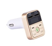2-in-1 FM Transmitter with dual USB sockets, display and buttons, Gold