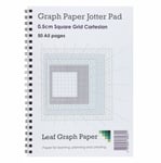 A5 Graph Paper 5mm 0.5cm Squared, Jotter Pad 50 Pages, Cartesian Style Grey Grid