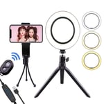 AJH 10 Inch LED Ring Light,with Tripod Stand And Phone Holder Desktop Light,Bluetooth Remote USB Charger 3 Light Modes And 10 Brightness Levels,for Video Makeup Selfie Photography