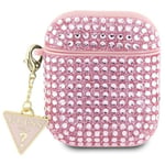 Guess AirPods 1/2 Skal Rhinestone Triangle Charm - Rosa - TheMobileStore Airpods