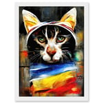 Street Cat Third Eye Psy-Fi Portrait Artwork Framed Wall Art Print A4