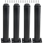 (25-42cm, svart) Set med 4 kraftiga metall justerbara möbelben för bord, sängar, soffor