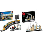 LEGO 60197 City Passenger Train Set, Battery Powered Engine, RC Bluetooth Connection, Tracks & Accessories & 21034 Architecture Skyline Model Building Set, London Eye, Big Ben