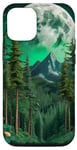 Coque pour iPhone 13 Forêt Nature Montagne Lune Vert Arbre Pin Aventure Randonnée