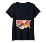 Womens Official Hot Wheels Racing 'Stunt Zone' Logo V-Neck T-Shirt