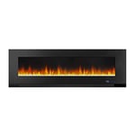 Amazon Basics Wall-Mount Electric LED Multicolour 3D Heating Fireplace with Remote Control, 1300W, 60" (152 cm), Black [UK plug]
