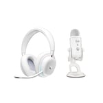 Logitech G735 Wireless Gaming Headset and Blue Yeti Premium USB Gaming Microphone Combo for streaming with exclusive Streamlabs themes, Compatible with PC/ Mac - White Mist