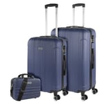 ITACA - SHard Shell Suitcase Set of 2-4 Wheel ABS Luggage Sets 3 Piece with Combination Lock - Resistant and Lightweight Hard Suitcase Set in Medium and Large 771116B, Blue Jeans