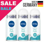 Nivea Women Dry Fresh Roll-On Deodorant Antiperspirant Antibacterial 3 x 50ml