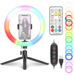 Neewer 10-inch RGB Ring Light Selfie Light Ring with Tripod Stand & Phone Holder, Remote Control, Dimmable LED Desk Ringlight 29 Colors Modes for Makeup/Live Streaming/YouTube/Tiktok/Video Shooting