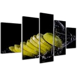 Impressions sur toile Food&Drink Fruits 060 Tableaux modernes pour bar en 5 panneaux déjà montés, prêt à être accroché, 200 x 90 cm