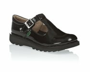 Kickers Sdkick T Core Patent Leather 112533 T Bar Shoes Black Girls School Shoe