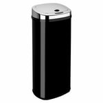 50L Kitchen Sensor Bin Automatic Waste Dustbin Home Office Chrome Lid Black Bin