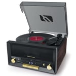Système Chaîne Hifi CD 20W vintage avec platine Vinyle - CD/FM/USB/AUX - 33/45/78 tours
