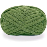 Tjockt stickat Chenille-garn för handgjorda filtar, supersoft, stort jumbofiltgarn Olive Green