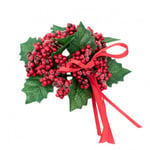 Ljusmanschett jul till kronljus med frostiga röda bär och gröna blad